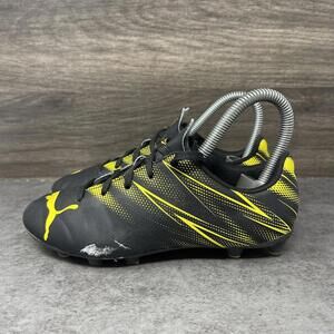 Puma Attacanto Soccer Cleats Kids Size 2 Black Yellow FG